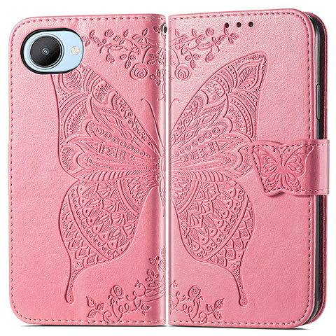 Funda de Cuero Cartera con Soporte Mariposa Carcasa para Realme Narzo 50i Prime Rosa Roja