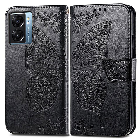 Funda de Cuero Cartera con Soporte Mariposa Carcasa para Realme Q5i 5G Negro