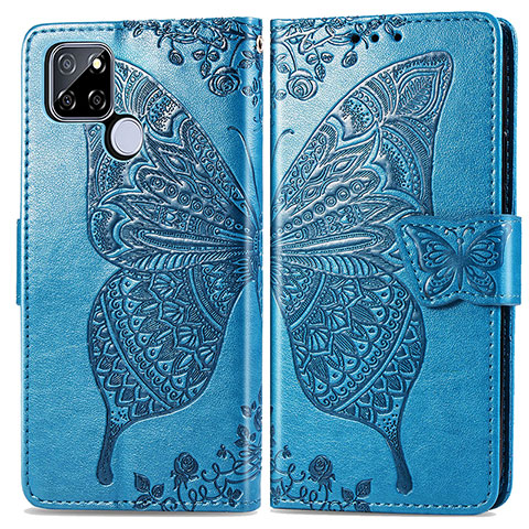 Funda de Cuero Cartera con Soporte Mariposa Carcasa para Realme V3 5G Azul