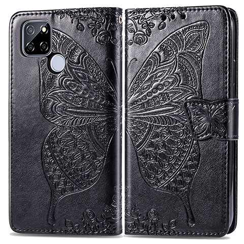 Funda de Cuero Cartera con Soporte Mariposa Carcasa para Realme V3 5G Negro