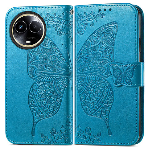 Funda de Cuero Cartera con Soporte Mariposa Carcasa para Realme V50s 5G Azul