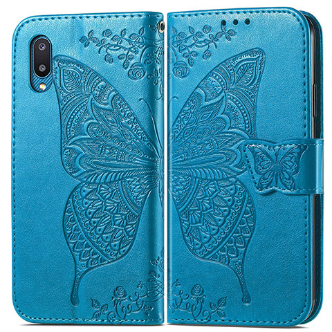 Funda de Cuero Cartera con Soporte Mariposa Carcasa para Samsung Galaxy A02 Azul