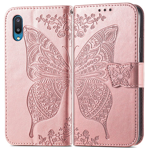 Funda de Cuero Cartera con Soporte Mariposa Carcasa para Samsung Galaxy A02 Rosa