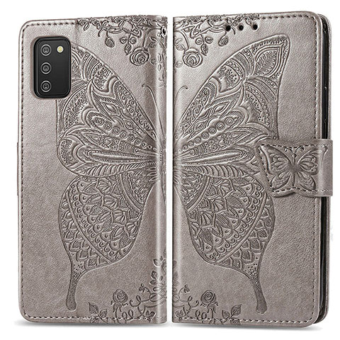 Funda de Cuero Cartera con Soporte Mariposa Carcasa para Samsung Galaxy A02s Gris