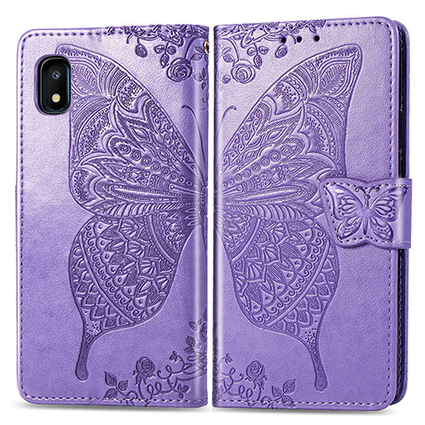 Funda de Cuero Cartera con Soporte Mariposa Carcasa para Samsung Galaxy A10e Purpura Claro