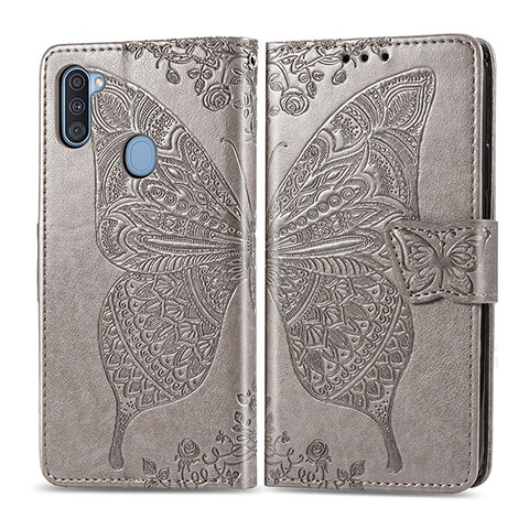 Funda de Cuero Cartera con Soporte Mariposa Carcasa para Samsung Galaxy A11 Gris