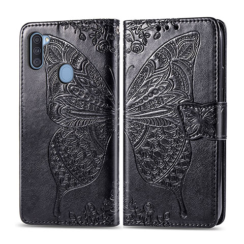 Funda de Cuero Cartera con Soporte Mariposa Carcasa para Samsung Galaxy A11 Negro