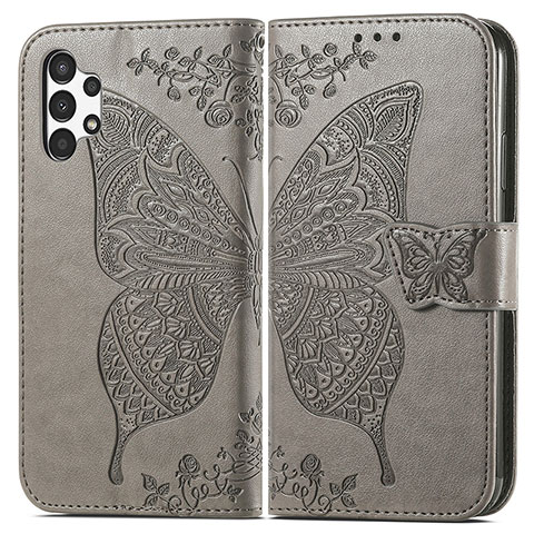 Funda de Cuero Cartera con Soporte Mariposa Carcasa para Samsung Galaxy A13 4G Gris