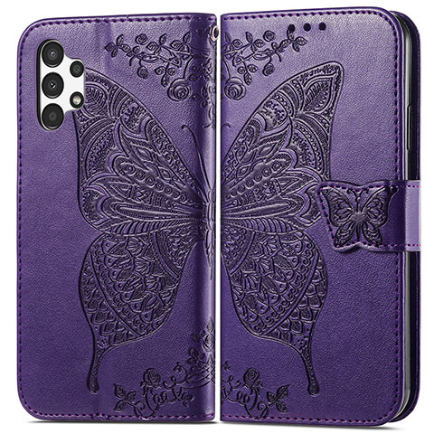 Funda de Cuero Cartera con Soporte Mariposa Carcasa para Samsung Galaxy A13 4G Morado