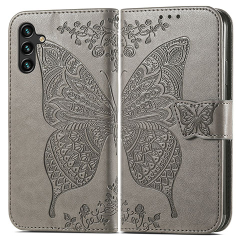 Funda de Cuero Cartera con Soporte Mariposa Carcasa para Samsung Galaxy A13 5G Gris