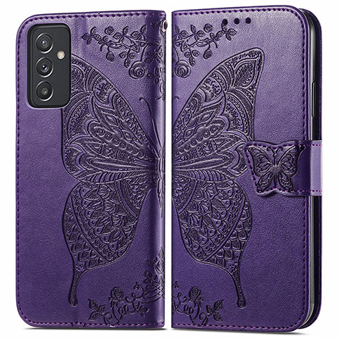 Funda de Cuero Cartera con Soporte Mariposa Carcasa para Samsung Galaxy A15 4G Morado