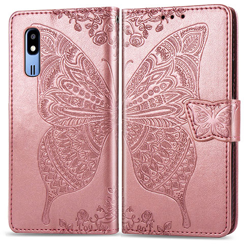 Funda de Cuero Cartera con Soporte Mariposa Carcasa para Samsung Galaxy A2 Core A260F A260G Rosa