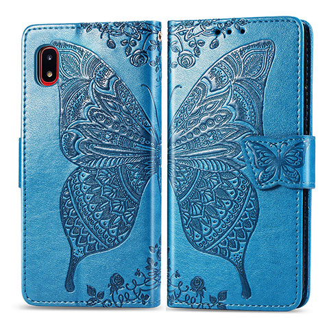 Funda de Cuero Cartera con Soporte Mariposa Carcasa para Samsung Galaxy A20 SC-02M SCV46 Azul