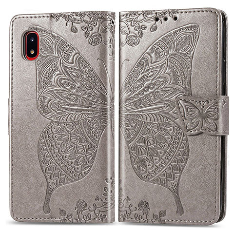 Funda de Cuero Cartera con Soporte Mariposa Carcasa para Samsung Galaxy A20 SC-02M SCV46 Gris