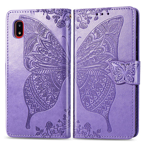 Funda de Cuero Cartera con Soporte Mariposa Carcasa para Samsung Galaxy A20 SC-02M SCV46 Purpura Claro