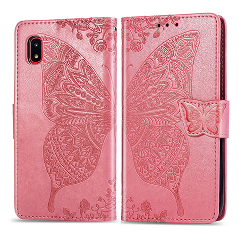 Funda de Cuero Cartera con Soporte Mariposa Carcasa para Samsung Galaxy A20 SC-02M SCV46 Rosa Roja