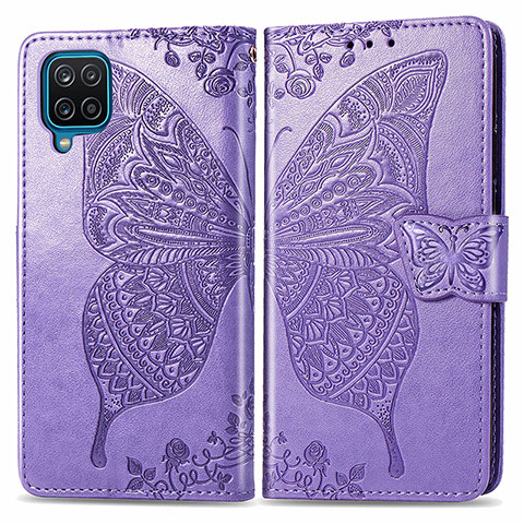 Funda de Cuero Cartera con Soporte Mariposa Carcasa para Samsung Galaxy A22 4G Purpura Claro