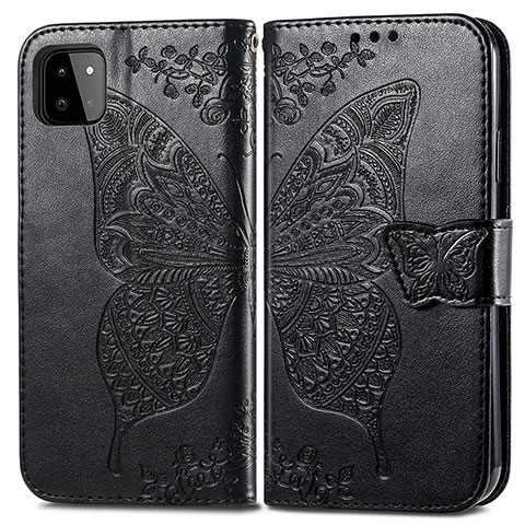 Funda de Cuero Cartera con Soporte Mariposa Carcasa para Samsung Galaxy A22 5G Negro