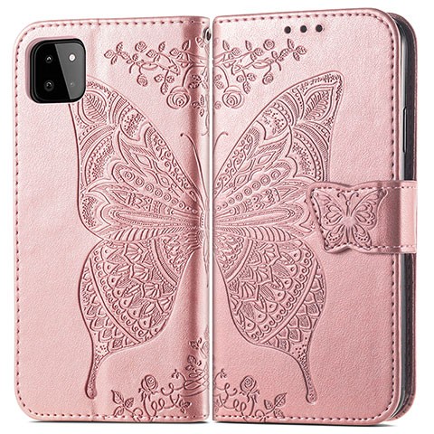 Funda de Cuero Cartera con Soporte Mariposa Carcasa para Samsung Galaxy A22 5G Rosa