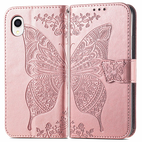 Funda de Cuero Cartera con Soporte Mariposa Carcasa para Samsung Galaxy A22 5G SC-56B Rosa