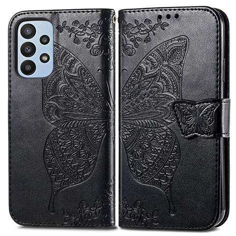 Funda de Cuero Cartera con Soporte Mariposa Carcasa para Samsung Galaxy A23 4G Negro