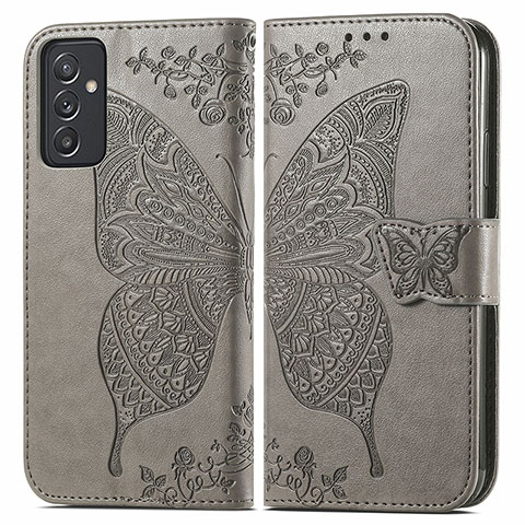 Funda de Cuero Cartera con Soporte Mariposa Carcasa para Samsung Galaxy A25 5G Gris