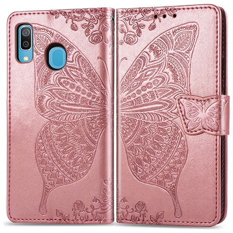 Funda de Cuero Cartera con Soporte Mariposa Carcasa para Samsung Galaxy A30 Rosa