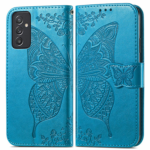 Funda de Cuero Cartera con Soporte Mariposa Carcasa para Samsung Galaxy A34 5G Azul