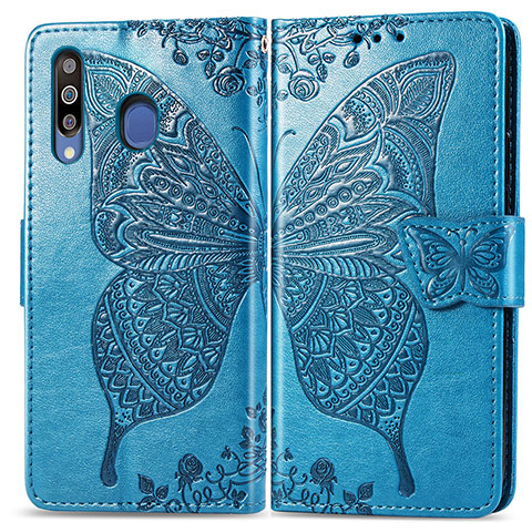 Funda de Cuero Cartera con Soporte Mariposa Carcasa para Samsung Galaxy A40s Azul