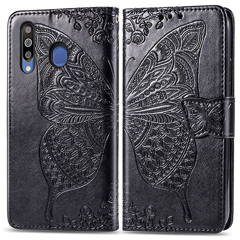 Funda de Cuero Cartera con Soporte Mariposa Carcasa para Samsung Galaxy A40s Negro