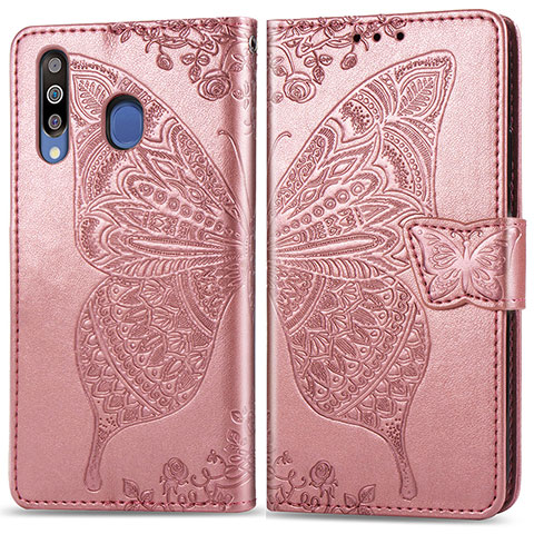 Funda de Cuero Cartera con Soporte Mariposa Carcasa para Samsung Galaxy A40s Rosa