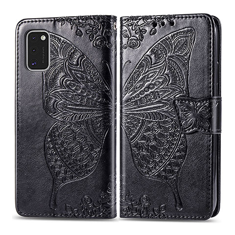 Funda de Cuero Cartera con Soporte Mariposa Carcasa para Samsung Galaxy A41 Negro