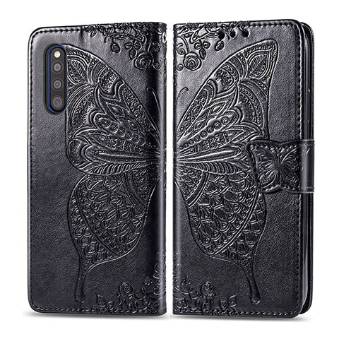 Funda de Cuero Cartera con Soporte Mariposa Carcasa para Samsung Galaxy A41 SC-41A Negro