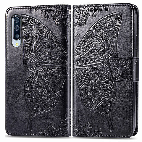 Funda de Cuero Cartera con Soporte Mariposa Carcasa para Samsung Galaxy A50 Negro