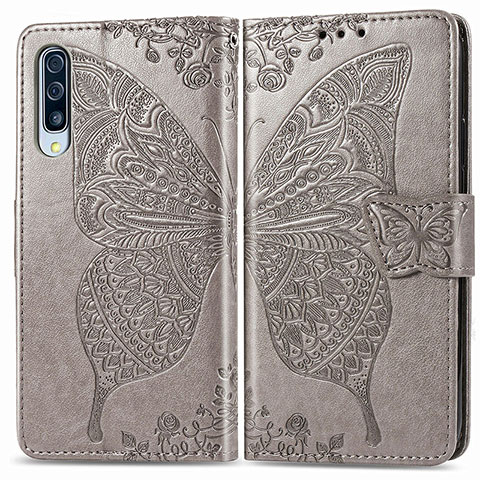 Funda de Cuero Cartera con Soporte Mariposa Carcasa para Samsung Galaxy A50S Gris