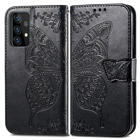 Funda de Cuero Cartera con Soporte Mariposa Carcasa para Samsung Galaxy A52 4G Negro