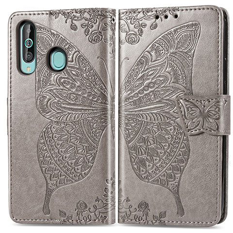 Funda de Cuero Cartera con Soporte Mariposa Carcasa para Samsung Galaxy A60 Gris