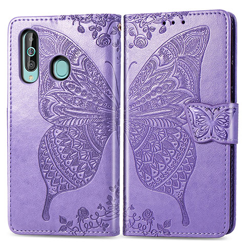 Funda de Cuero Cartera con Soporte Mariposa Carcasa para Samsung Galaxy A60 Purpura Claro