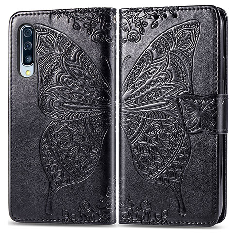 Funda de Cuero Cartera con Soporte Mariposa Carcasa para Samsung Galaxy A70 Negro