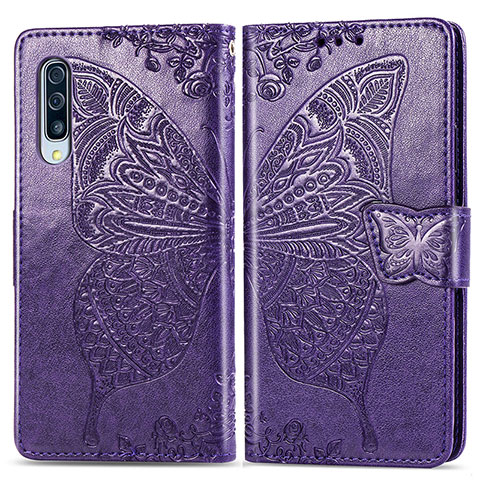 Funda de Cuero Cartera con Soporte Mariposa Carcasa para Samsung Galaxy A70S Morado