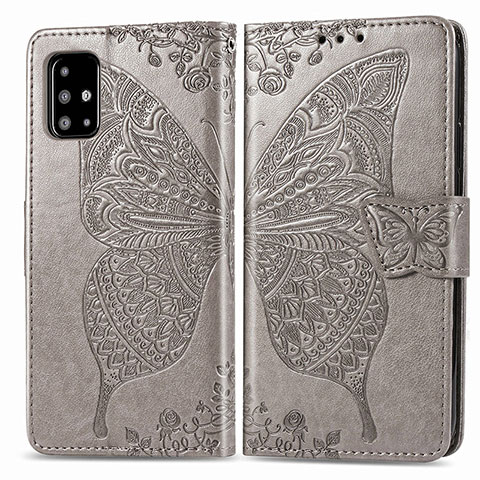 Funda de Cuero Cartera con Soporte Mariposa Carcasa para Samsung Galaxy A71 4G A715 Gris