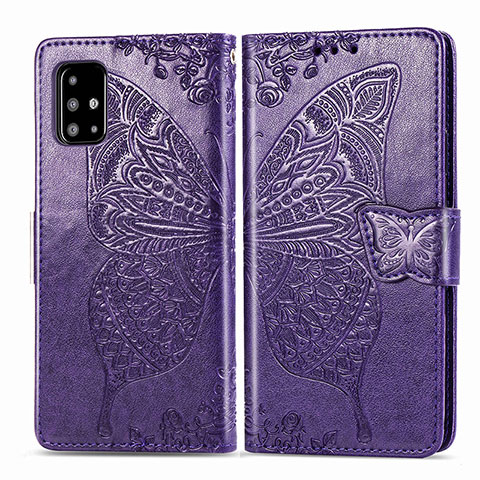 Funda de Cuero Cartera con Soporte Mariposa Carcasa para Samsung Galaxy A71 4G A715 Morado