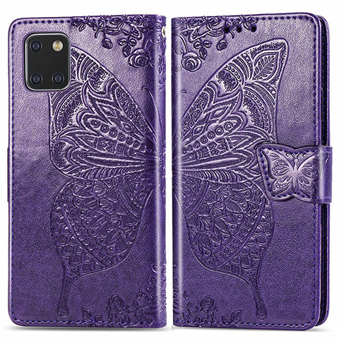 Funda de Cuero Cartera con Soporte Mariposa Carcasa para Samsung Galaxy A81 Morado