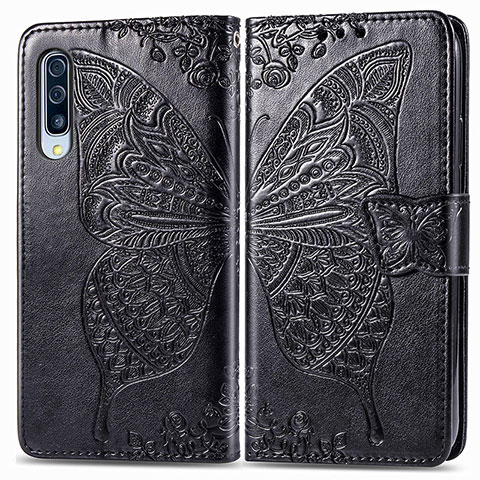 Funda de Cuero Cartera con Soporte Mariposa Carcasa para Samsung Galaxy A90 5G Negro