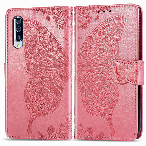 Funda de Cuero Cartera con Soporte Mariposa Carcasa para Samsung Galaxy A90 5G Rosa Roja