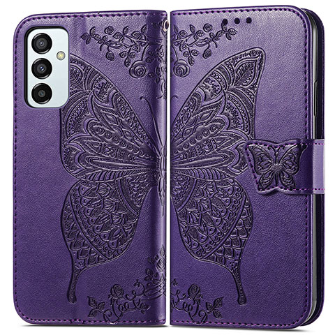 Funda de Cuero Cartera con Soporte Mariposa Carcasa para Samsung Galaxy F23 5G Morado