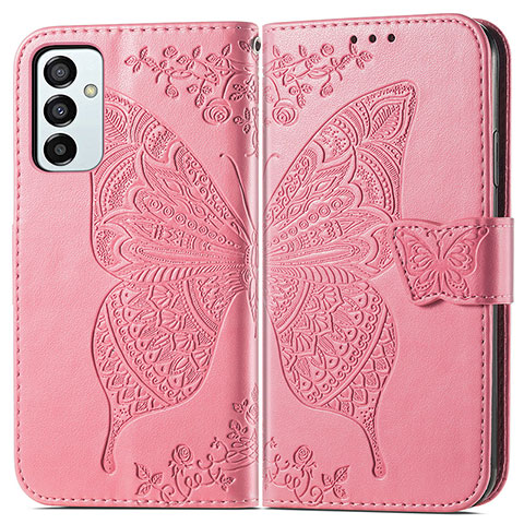 Funda de Cuero Cartera con Soporte Mariposa Carcasa para Samsung Galaxy F23 5G Rosa Roja