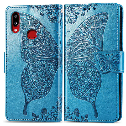 Funda de Cuero Cartera con Soporte Mariposa Carcasa para Samsung Galaxy M01s Azul