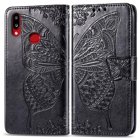 Funda de Cuero Cartera con Soporte Mariposa Carcasa para Samsung Galaxy M01s Negro