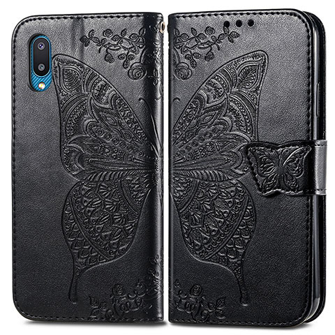 Funda de Cuero Cartera con Soporte Mariposa Carcasa para Samsung Galaxy M02 Negro